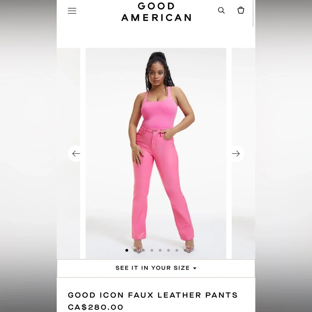 GOOD AMERICAN ICON FAUX LEATHER PANTS - Picture 7 of 8